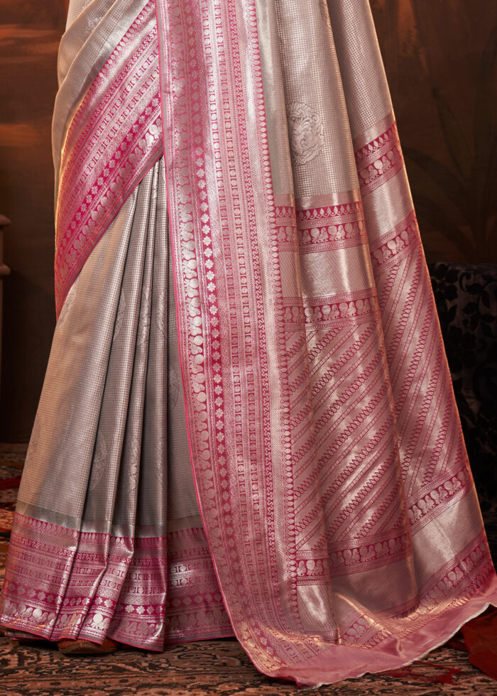 Gray Woven Kanjivaram Silk Saree