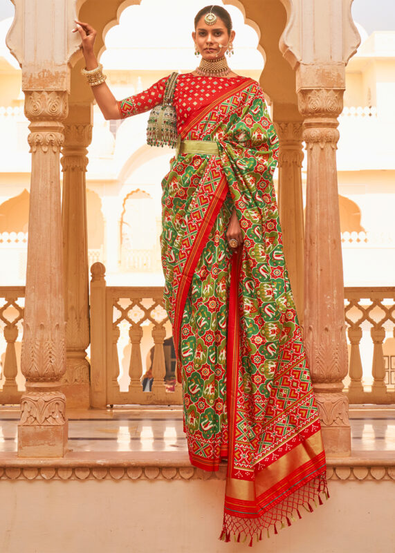 Green Printed Patola Saree