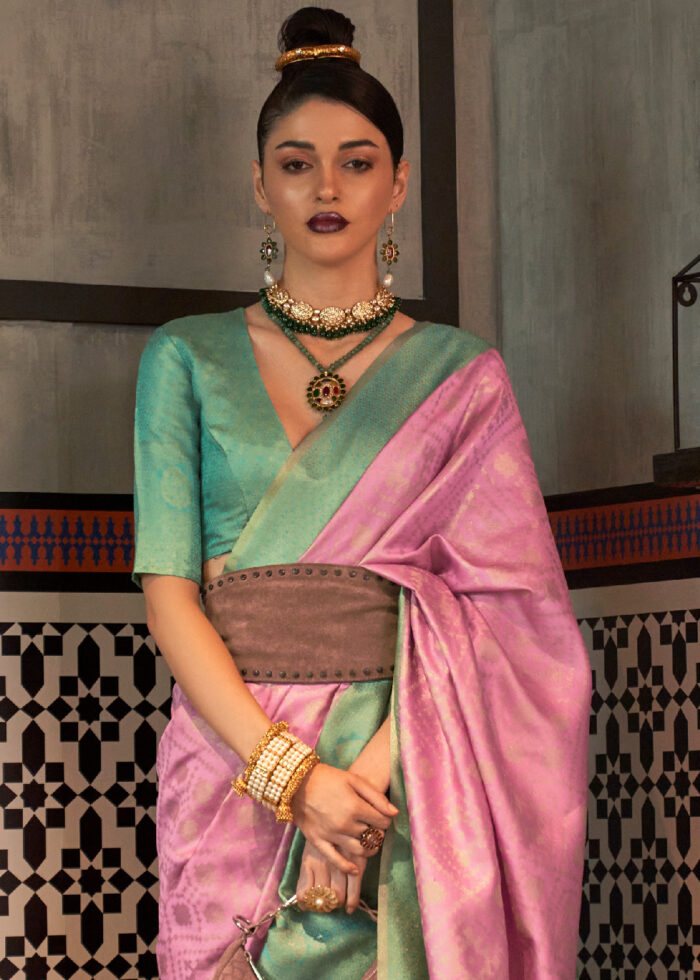 Lotus Pink Banarasi Silk Saree