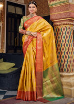 Marigold Yellow Banarasi Tissue Silk Saree