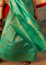 Mint Green Banarasi Satin Silk Saree