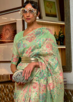 Mint Green Kashmiri Jamawar Saree