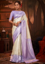 Off White Woven Kanjivaram Silk Saree