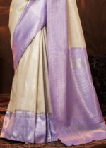 Off White Woven Kanjivaram Silk Saree