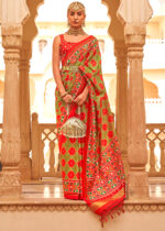 Olive Printed Patola Tussar Saree