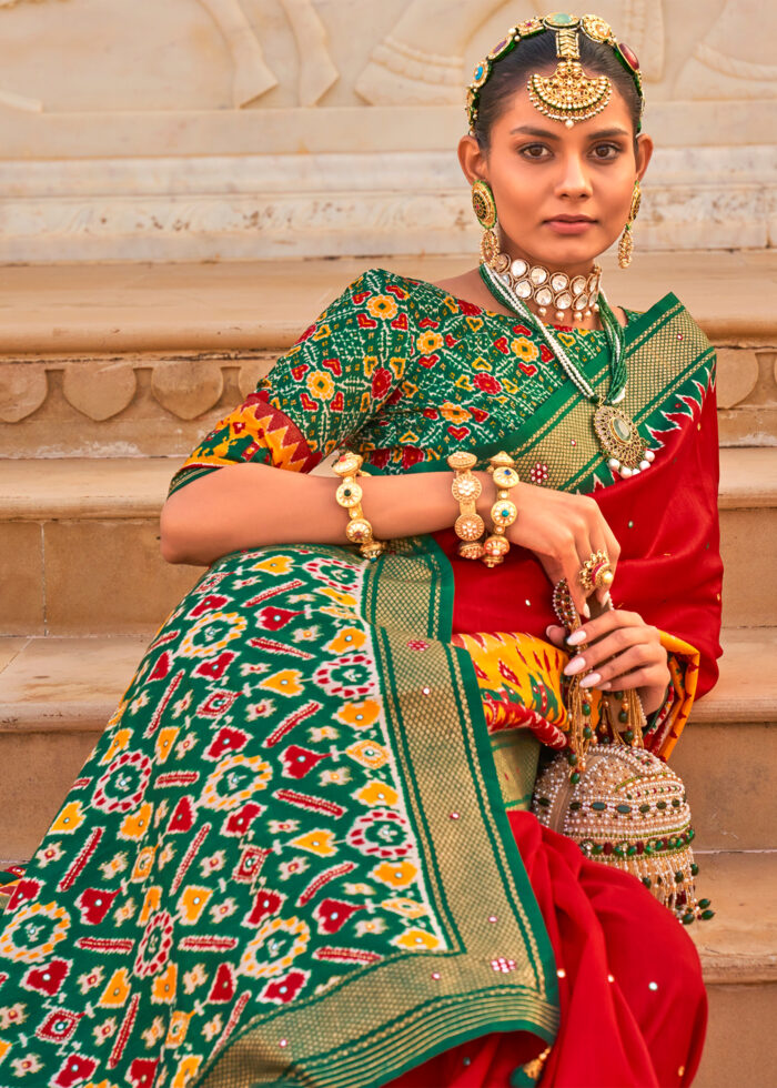 Red Printed Patola Silk Saree