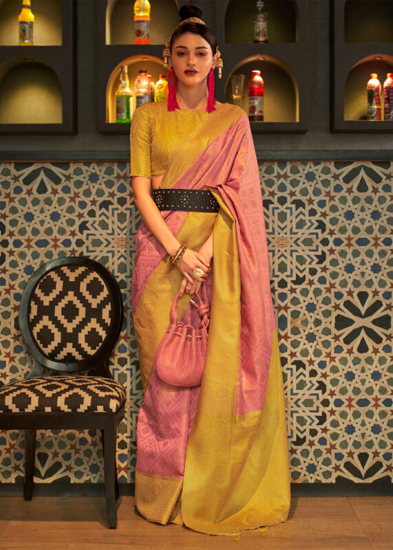 Rose Pink Banarasi Silk Saree