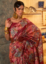 Ruby Red Kashmiri Jamawar Saree