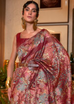 Ruby Red Kashmiri Jamawar Saree