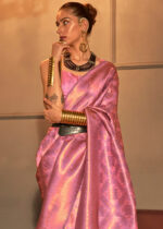 Shine Pink Kanjivaram Silk Saree