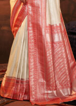 White Woven Kanjivaram Silk Saree