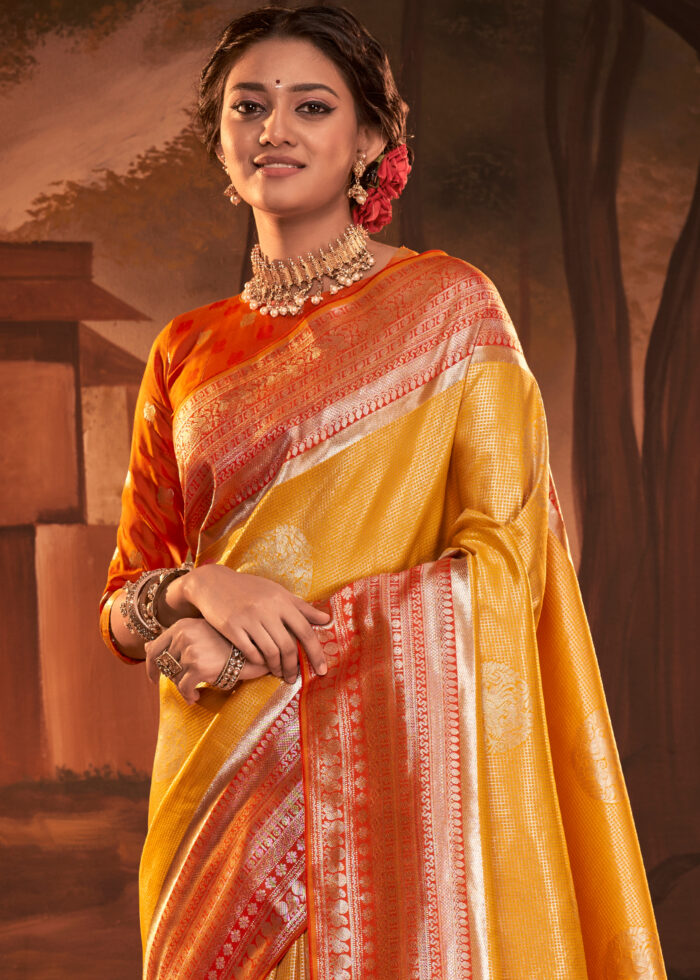 Yellow Woven Kanjivaram Silk Saree