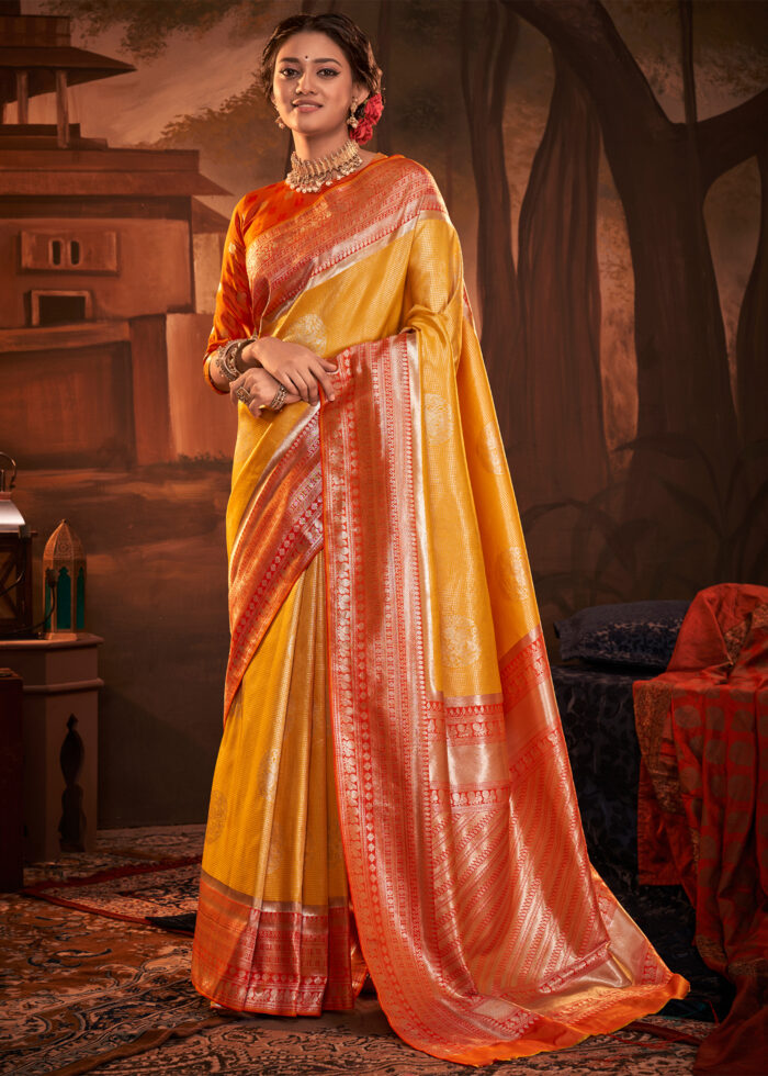 Yellow Woven Kanjivaram Silk Saree