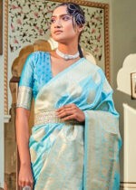 Angel Blue Banarasi Silk Saree