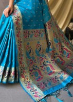 Angel Blue Paithani Silk Saree