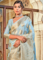 Aruba Blue Banarasi Silk Saree