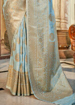 Aruba Blue Banarasi Silk Saree