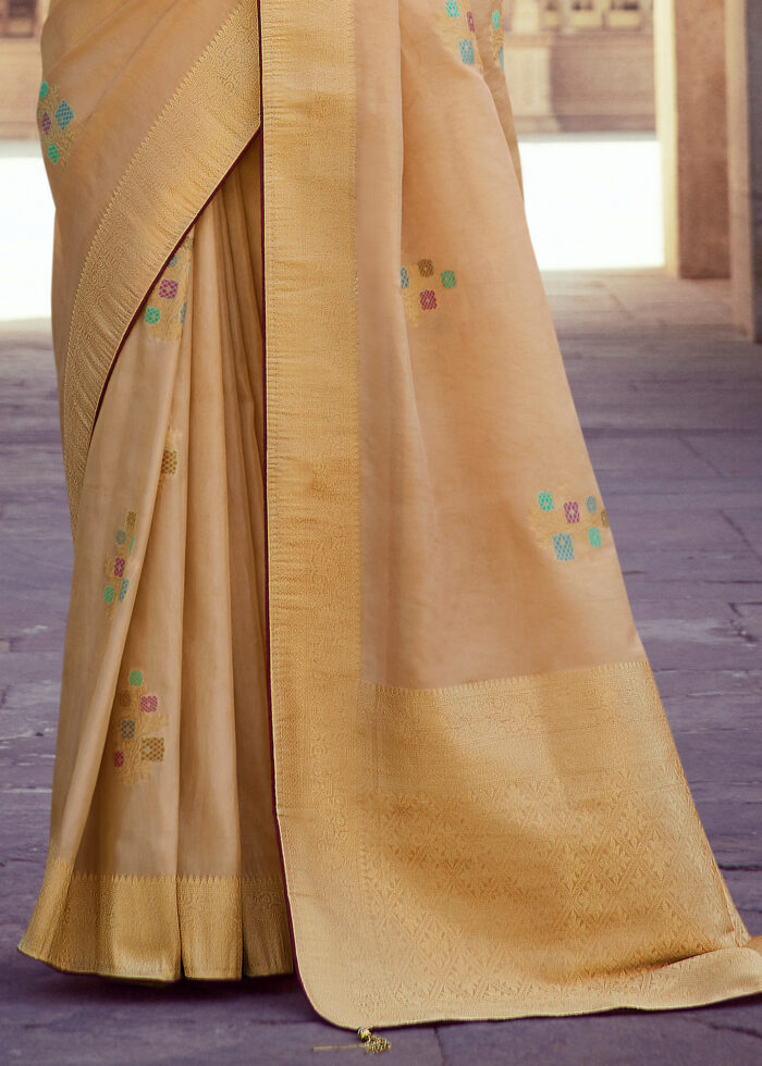 Beige Banarasi Tissue Silk Saree