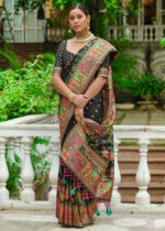 Black Kashmiri Jamawar Silk Saree