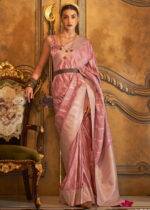 Blossom Pink Banarasi Satin Silk Saree