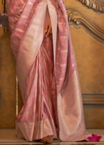 Blossom Pink Banarasi Satin Silk Saree