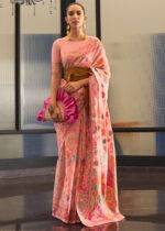 Blossom Pink Kashmiri Jamawar Silk Saree