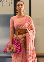 Blossom Pink Kashmiri Jamawar Silk Saree