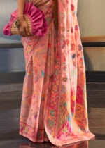 Blossom Pink Kashmiri Jamawar Silk Saree