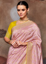 Cameo Pink Banarasi Dola Silk Saree