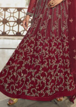 Cardinal Red Heavy Embroidery Anarkali