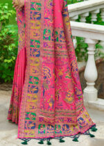 Cerise Pink Kashmiri Jamawar Silk Saree