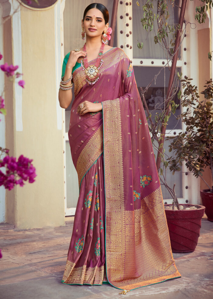 Contessa Pink Banarasi Tissue Silk Saree