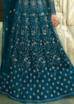 Coral Blue Heavy Embroidery Anarkali