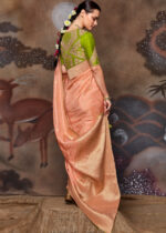 Coral Peach Banarasi Dola Silk Saree