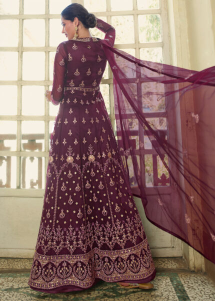 Dahlia Purple Heavy Embroidery Anarkali