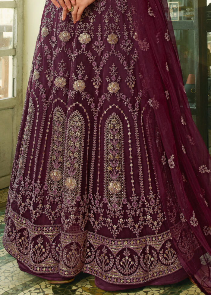 Dahlia Purple Heavy Embroidery Anarkali