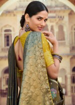 Dark Olive Green Banarasi Tissue Silk Saree