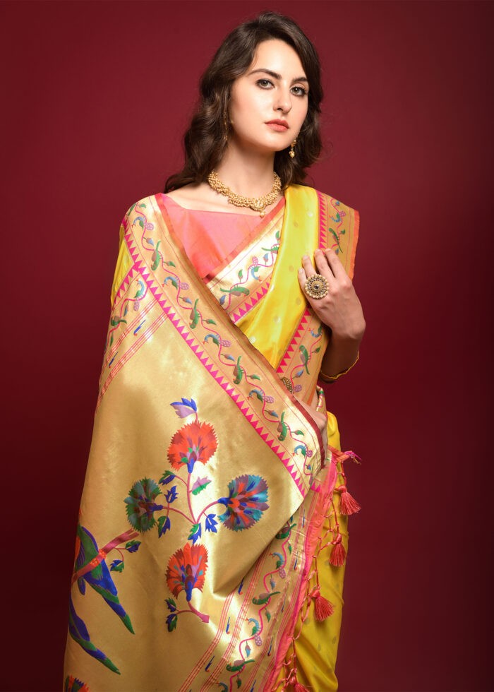 Festive Yellow Paithani Silk Saree