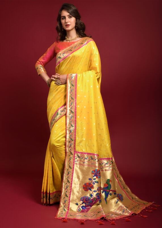 Festive Yellow Paithani Silk Saree