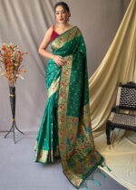 Forest Green Paithani Silk Saree