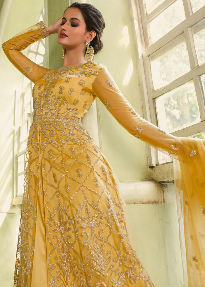 Golden Yellow Heavy Embroidery Anarkali