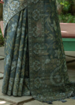 Gray Jamdani Tussar Silk Saree