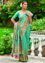 Green Kashmiri Jamawar Silk Saree