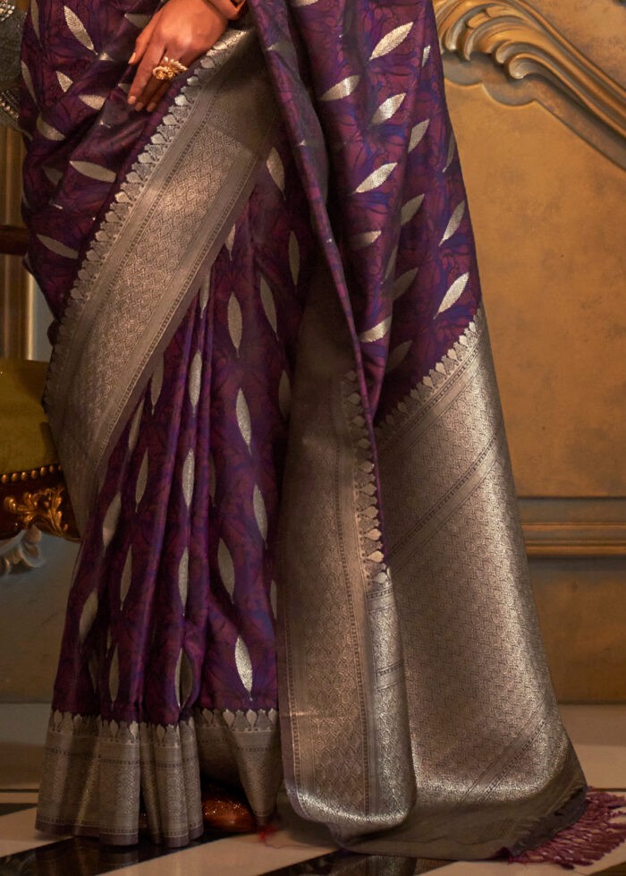 Jamun Purple Banarasi Satin Silk Saree