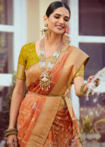 Jasper Orange Banarasi Tissue Silk Saree