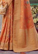 Jasper Orange Banarasi Tissue Silk Saree