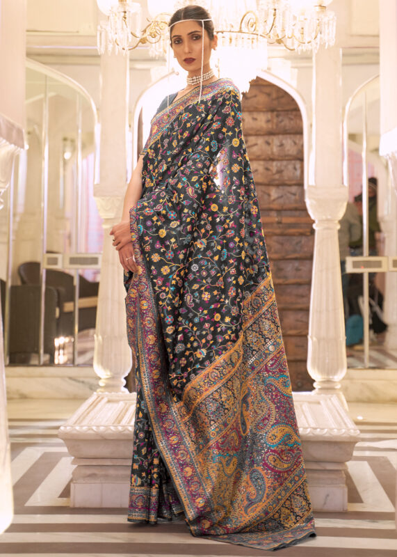 Kabul Black Jamawar Saree