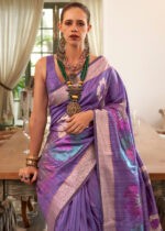 Lavender Banarasi Silk Handloom Saree