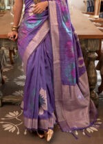 Lavender Banarasi Silk Handloom Saree