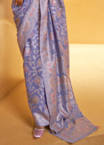 Lavender Lucknowi Chikankari Silk Saree